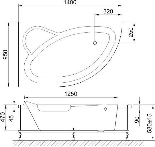 Акриловая ванна Royal Bath Alpine 140х95 RB 819103 L