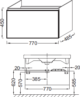 Тумба под раковину 65 см Jacob Delafon Odeon Up EB890-E15 чёрный