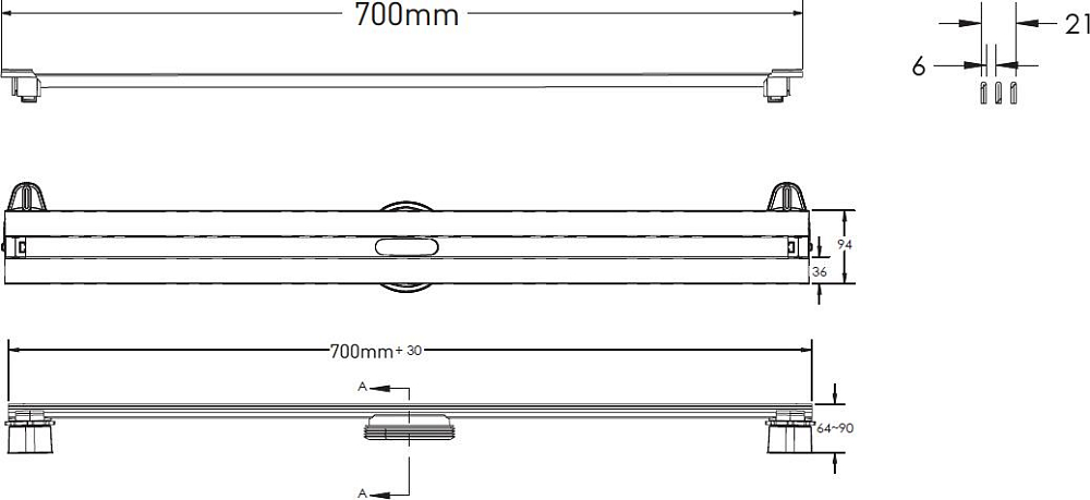 Душевой лоток Berges Wasserhaus Super Slim 091053 70 см