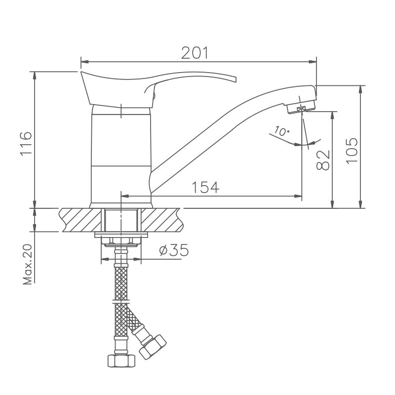 Смеситель для кухни Haiba HB4501-2 хром