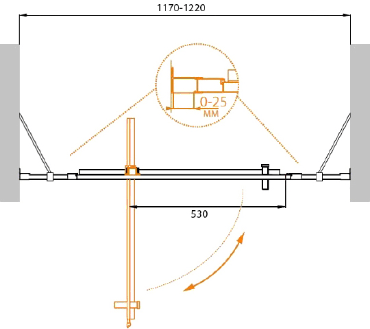 Душевая дверь в нишу Cezares MOLVENO-BA-12-80+40-C-Cr-IV стекло прозрачное