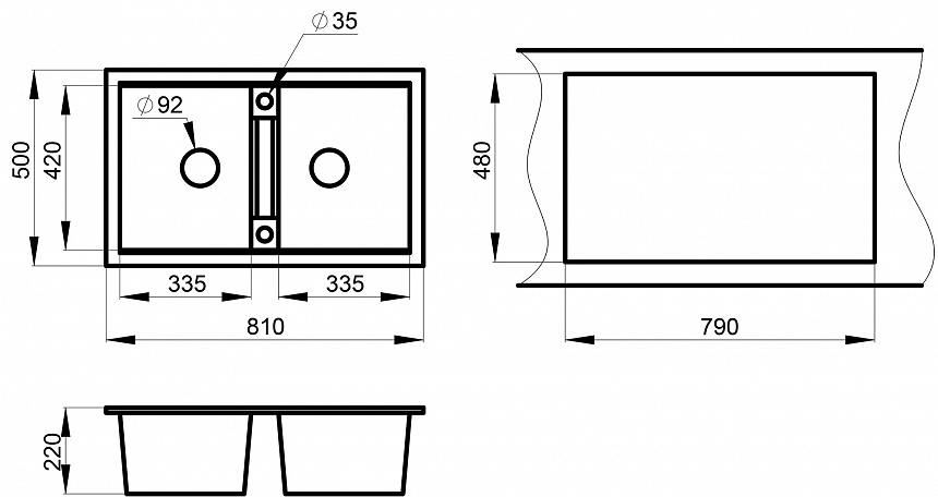 Мойка кухонная Granula 8101, ГРАФИТ графит