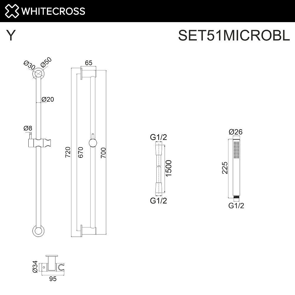 Душевой гарнитур Whitecross SET51MICROBL черный матовый