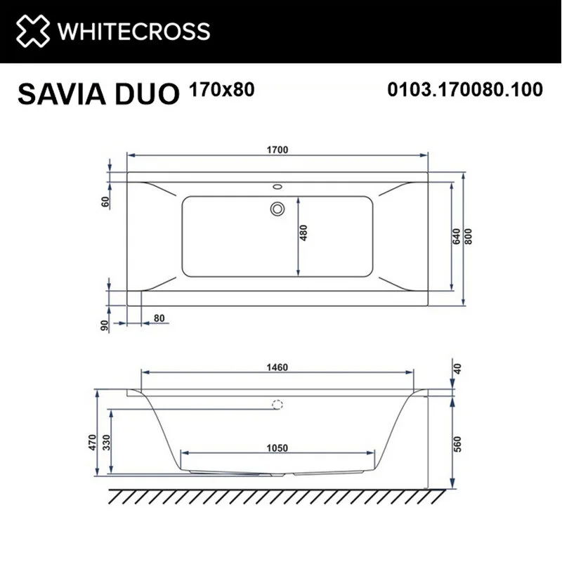 Акриловая ванна Whitecross Savia Duo 0103.170080.100.SOFT.GL белый