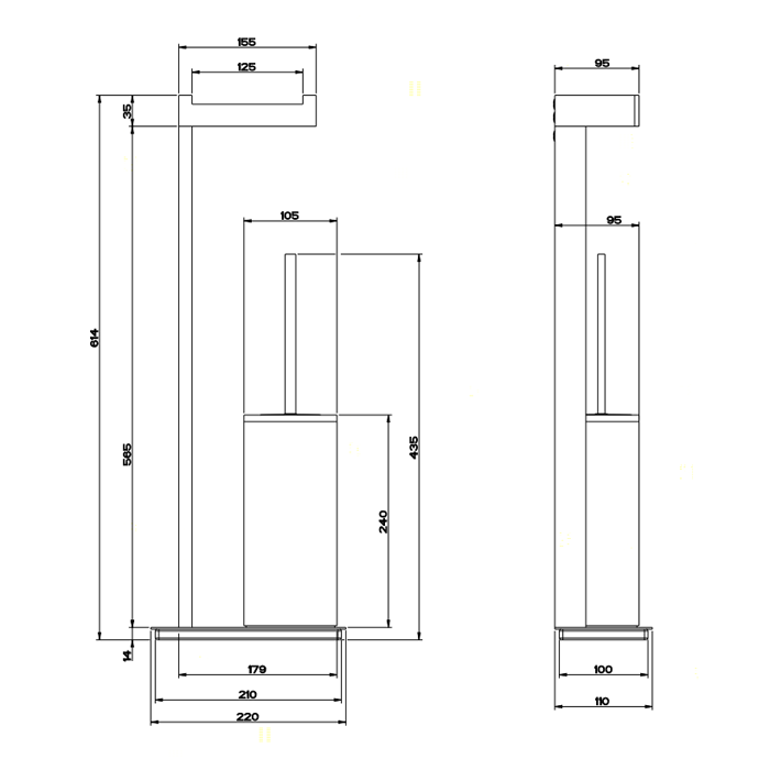 Стойка напольная Gessi Rettangolo 20933#031, хром / белый