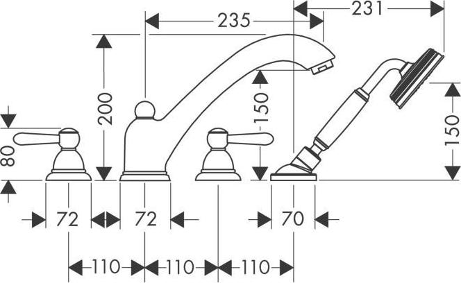 Смеситель для ванны Axor Carlton 17455090