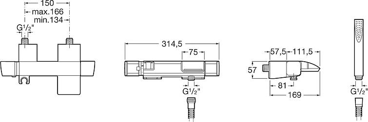 Смеситель для ванны Roca Thesis 5A1150C00 с душем