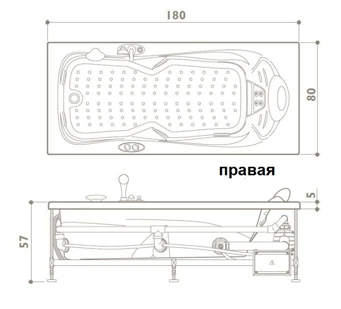 Акриловая ванна Jacuzzi Hexis 9443-239A Sx/9423-6450 белый