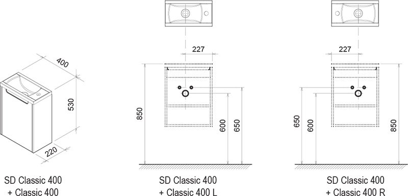 Тумба для комплекта 40 см Ravak Classic X000000944 латте/белый