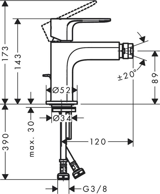 Смеситель для биде Hansgrohe Rebris E 72211000, хром