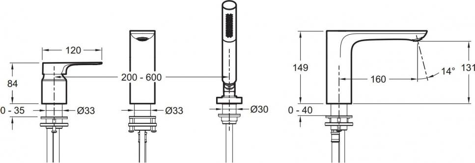 Смеситель для ванны Jacob Delafon Aleo+ E72330-CP