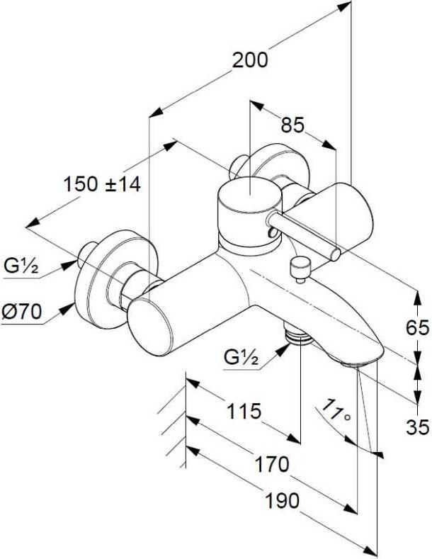 Смеситель Kludi Bozz 386910576 для ванны с душем