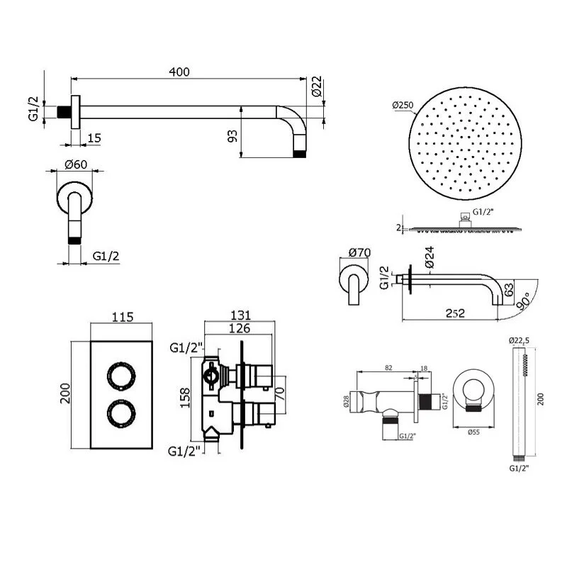 Душевая система Plumberia Selection Ixo KITXOT19QBO260 белый