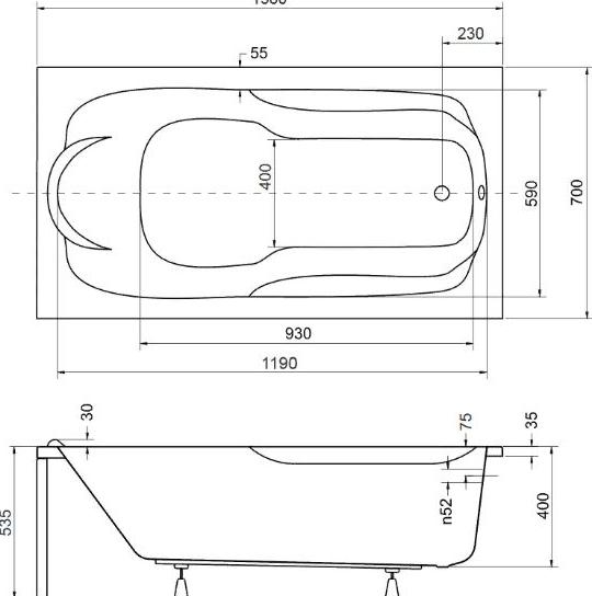 Акриловая ванна Besco Bona 140x70 WAB-140-PK