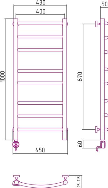 Полотенцесушитель электрический Сунержа Галант 100x40 L