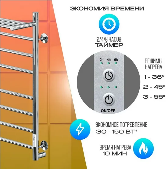 Полотенцесушитель электрический Ника Way-2 WAY-2 80/40 с/п U хром