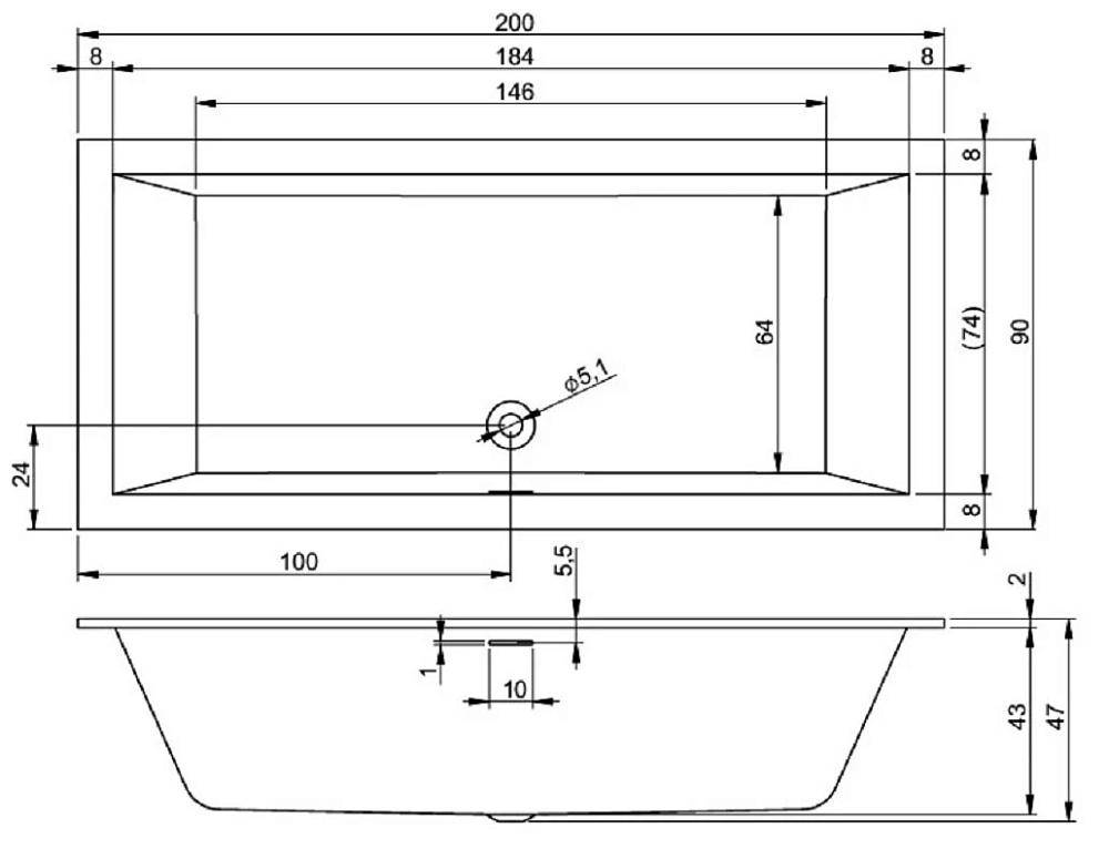 Акриловая ванна Riho Rething Cubic B110013005 белый