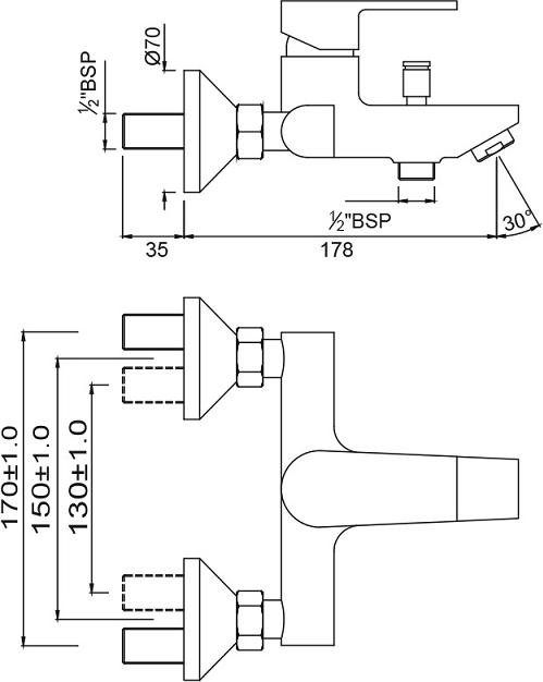 Смеситель для ванны и душа Jaquar Aria ARI-CHR-39119, хром