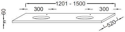 Столешница белая 140x52 Jacob Delafon Parallel EB57-1400-N18 c 2 отверситями для раковины E4439