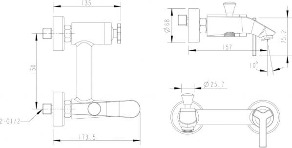 Смеситель для ванны с душем Bravat Waterfall F673107BM-01, черный