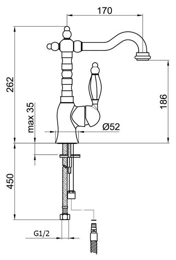 Смеситель для раковины Webert Alexandra AL831802065 бронза, белый