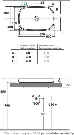 Раковина 60 см Globo Genesis GE042.BI*0