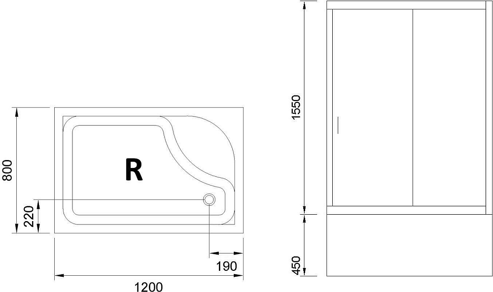 Душевой уголок 120х80 см Royal Bath BP RB8120BP-T-CH-R стекло прозрачное с поддоном