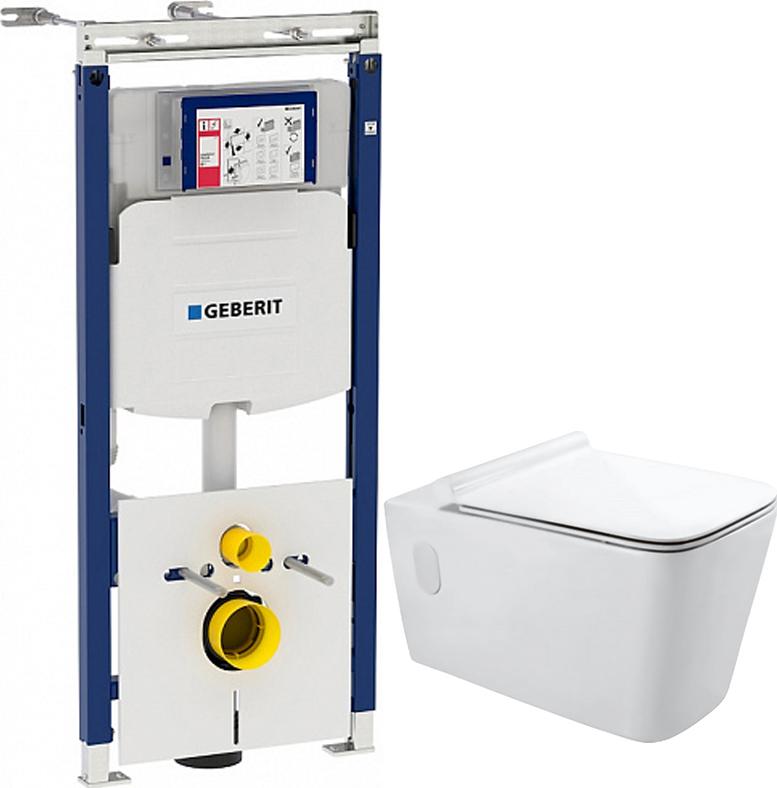 Комплект инсталляции Geberit Duofix Sigma 12 Plattenbau 111.362.00.5 с подвесным унитазом Jaquar Aria ARS-WHT-39951 с крышкой-сиденьем микролифт