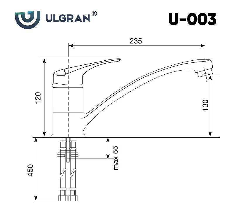 Смеситель для кухни Ulgran U-003 U-003-308 черный