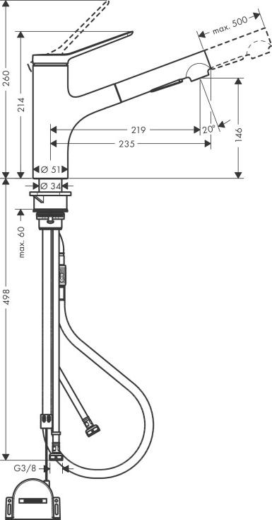 Смеситель для кухни Hansgrohe Zesis M33 150 2jet sBox lite 74803800, сталь