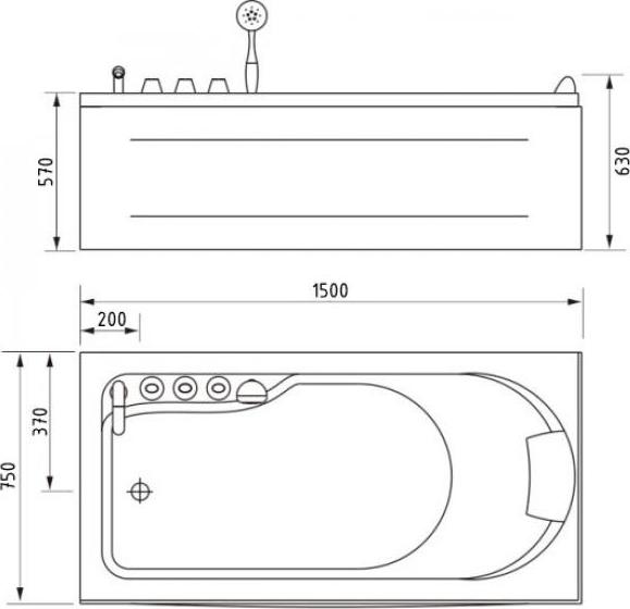 Акриловая ванна Gemy 170х75 G9006-1.7 B L