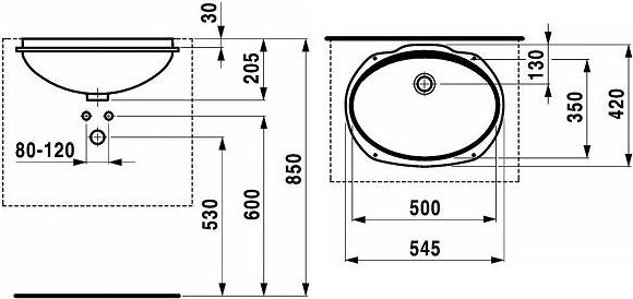 Раковина 55 см Laufen Savoy 8.1319.2.000.155.1sk