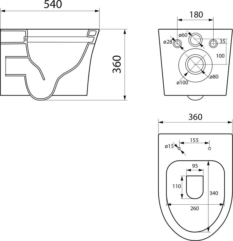 Унитаз подвесной Point Вега PN41711BM, чёрный матовый