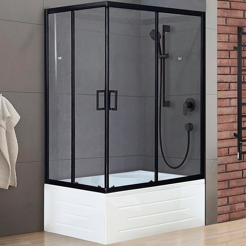 Душевой уголок Royal Bath BP 120x80 RB8120BP-T-BL-R, профиль черный стекло прозрачное