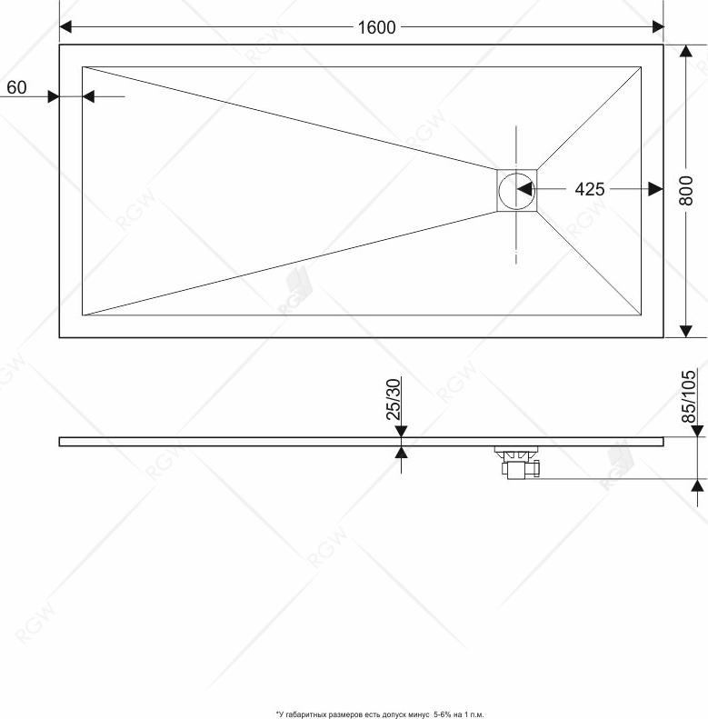 Душевой поддон RGW ST-G 16152816-02 80x160 см, графит
