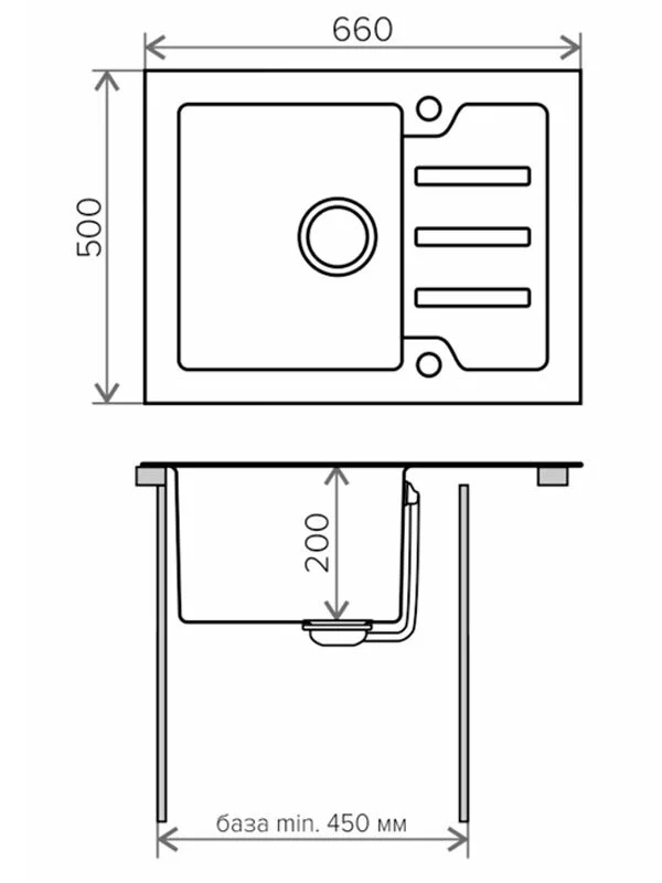 Кухонная мойка Tolero Ceramic Glass TG-660 B черный