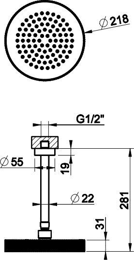 Верхний душ с кронштейном Gessi Anello 63452#031, хром