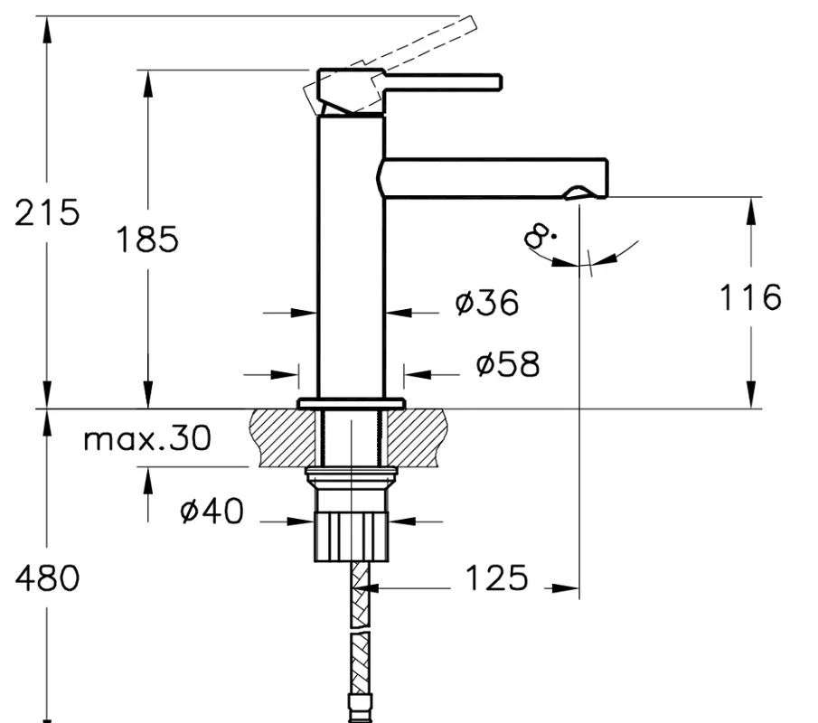 Смеситель для раковины VitrA Origin A4255636WTC черный