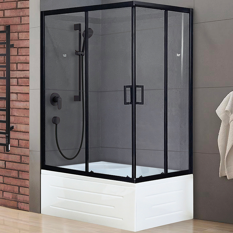 Душевой уголок Royal Bath BP 100x80 RB8100BP-T-BL-L, профиль черный стекло прозрачное