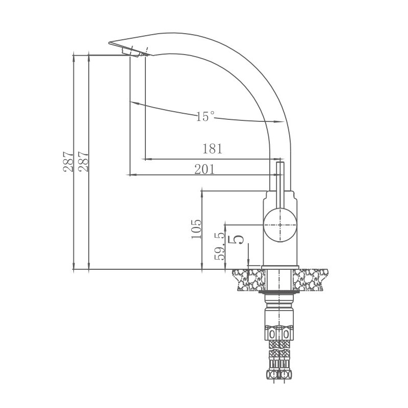 Смеситель для кухни Haiba HB70304 сталь