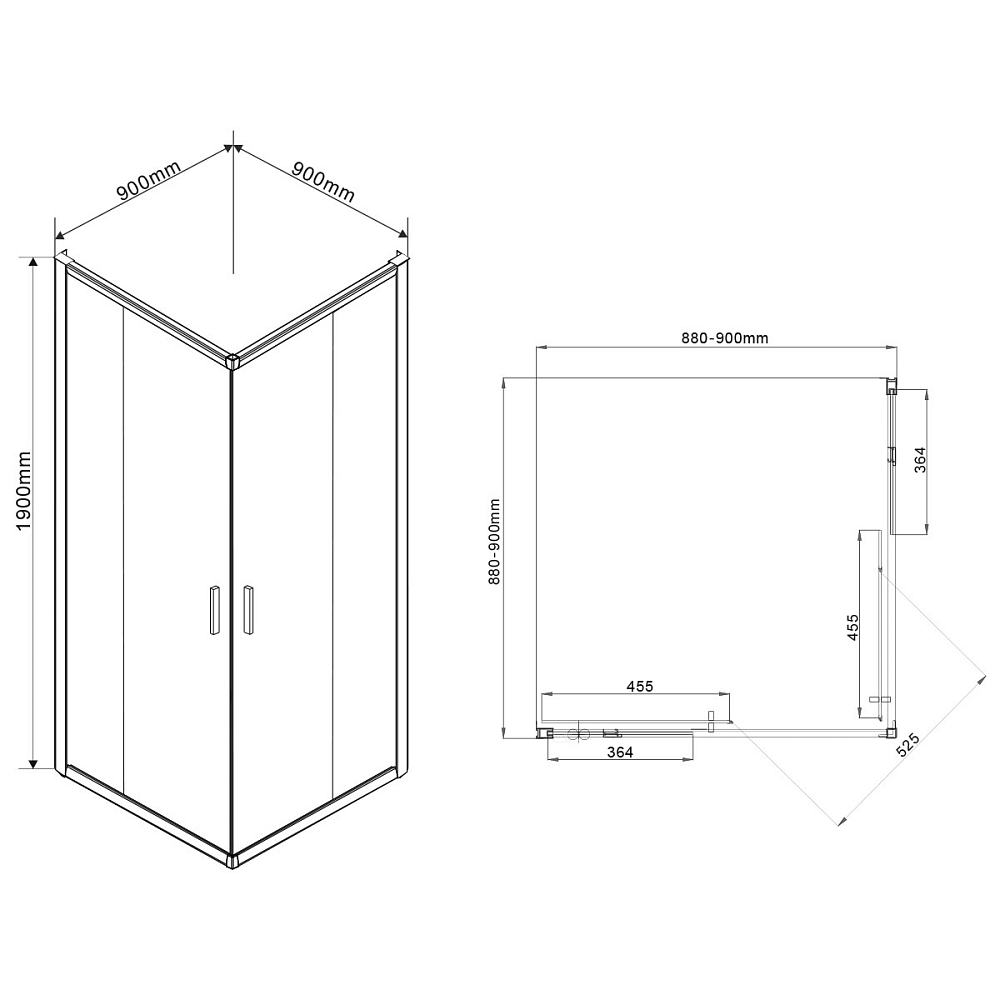 Душевой уголок Vincea Garda 900x900 VSS-1G900CLGM, стекло прозрачное, вороненая сталь