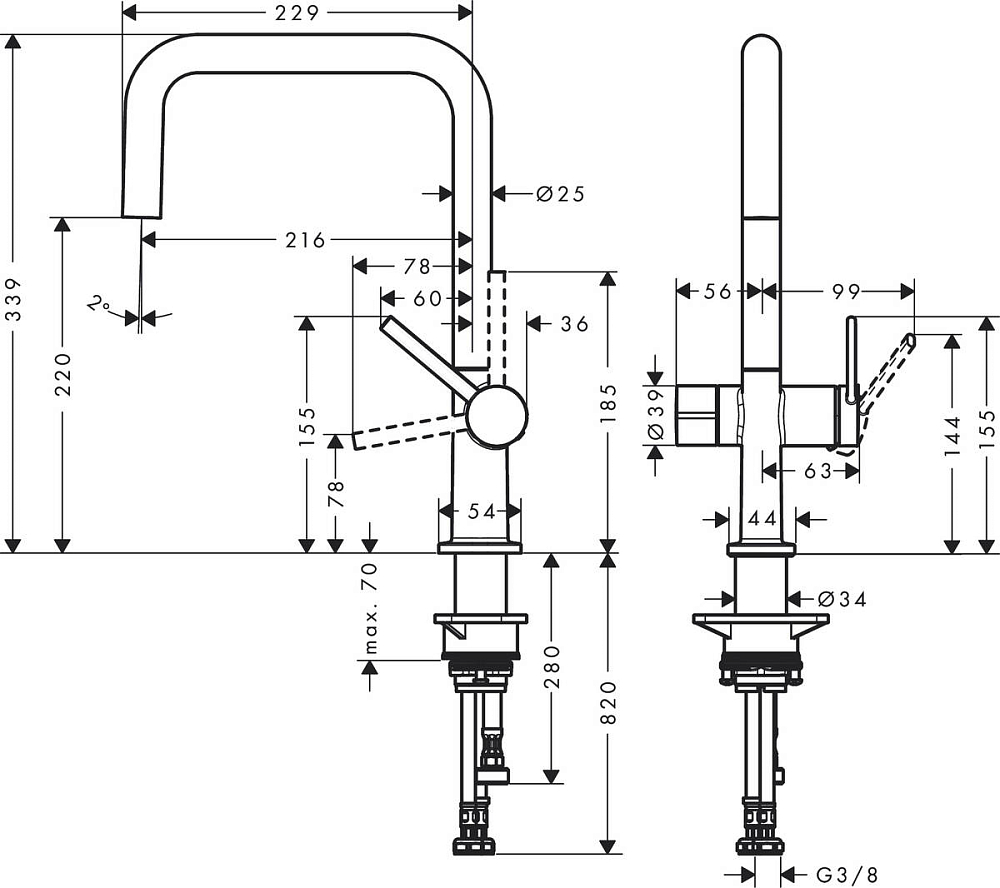 Смеситель для кухни Hansgrohe Talis M54 72807800, сталь