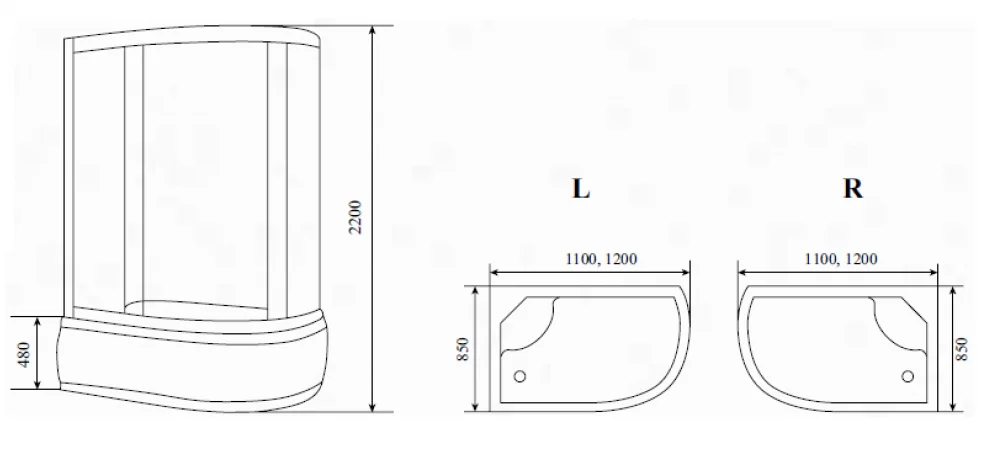 Душевая кабина Timo Standart Т-6620 S L