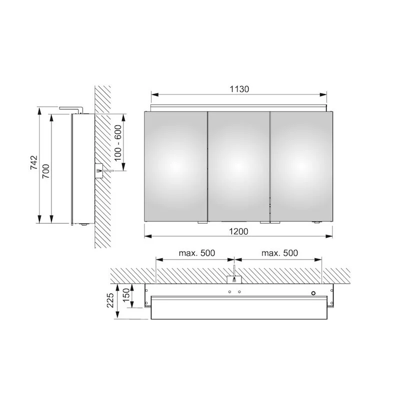 Зеркальный шкаф Keuco Royal L1 13605171301 серый