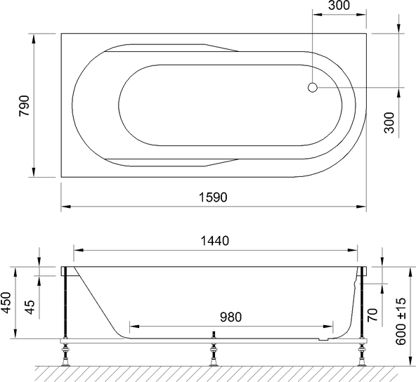 Акриловая ванна Royal Bath AZUR 170x80 RB614203L