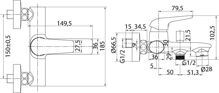 Смеситель Edelform Iris IR1810 для ванны с душем