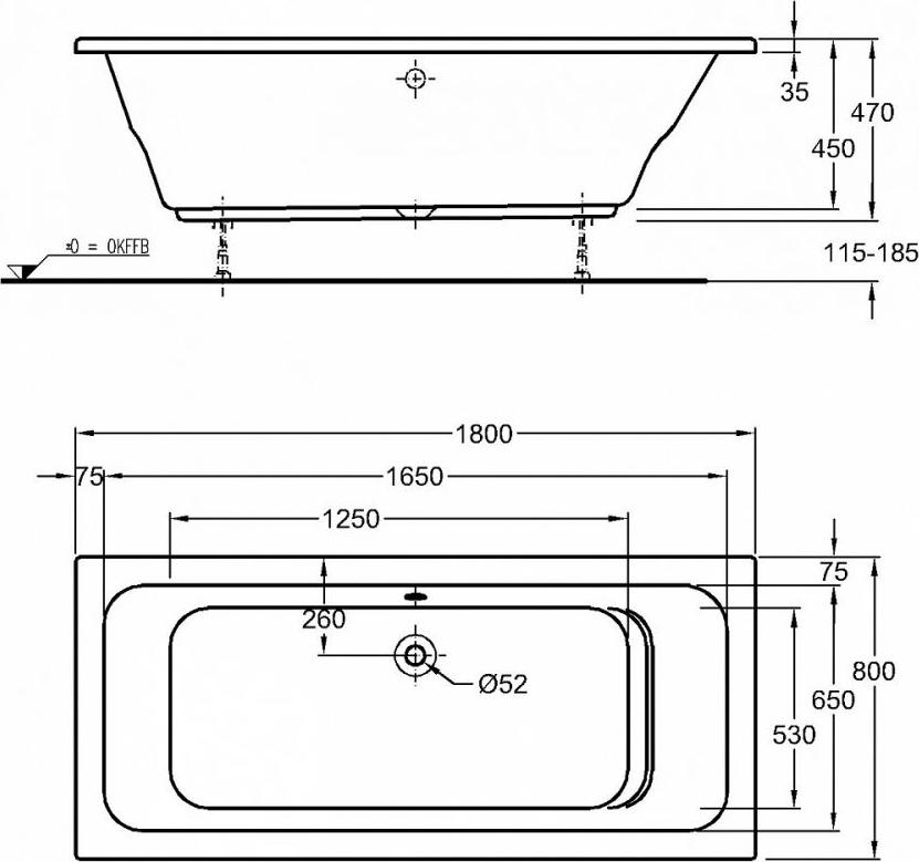 Акриловая ванна Geberit Renova Compact 657380000, белый