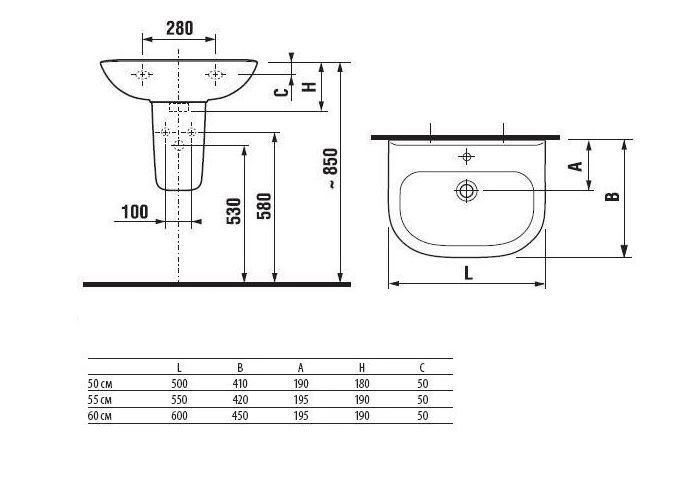 Раковина Roca Access ZRU9307608 500x410 R