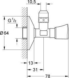 Универсальный угловой вентиль Grohe 1/2" 2295100M
