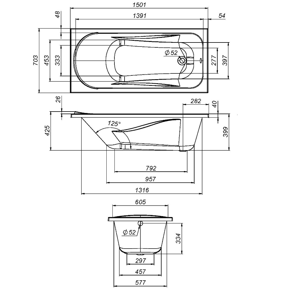 Каркас для ванны Am.Pm Sense 150х70 R